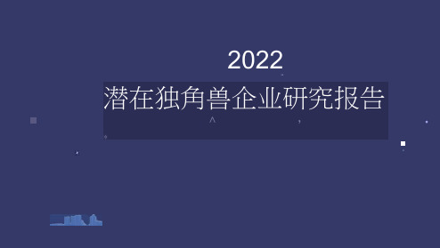 2022中国潜在独角兽企业研究报告