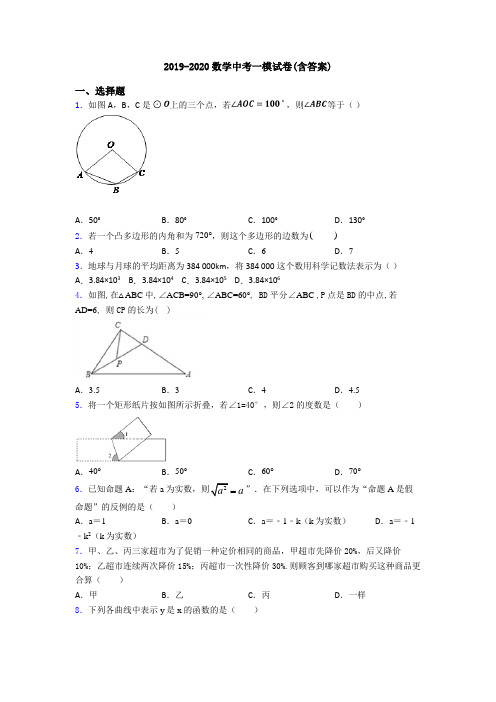 2019-2020数学中考一模试卷(含答案)