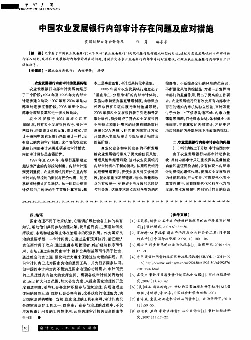 中国农业发展银行内部审计存在问题及应对措施