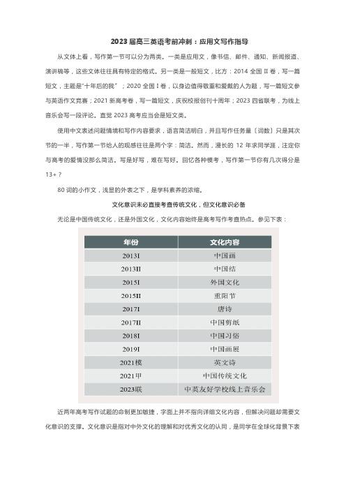 2023届高三英语考前冲刺应用文写作指导讲义