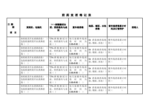 煎 药 室 消 毒 记 录