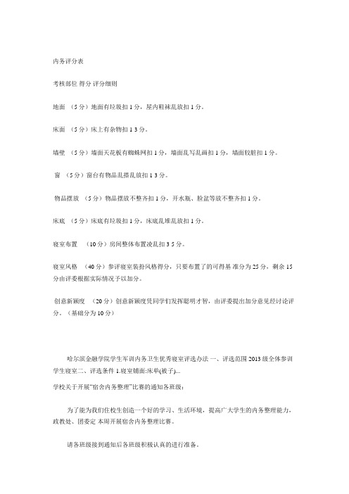 内务评分表细则