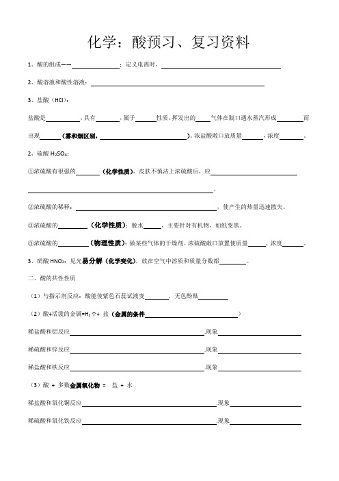 酸知识点预习、复习必背资料