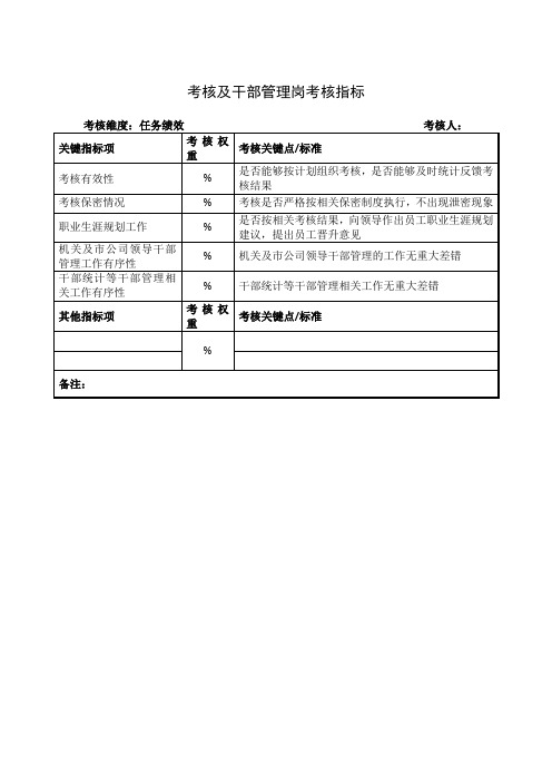 考核及干部管理岗考核指标