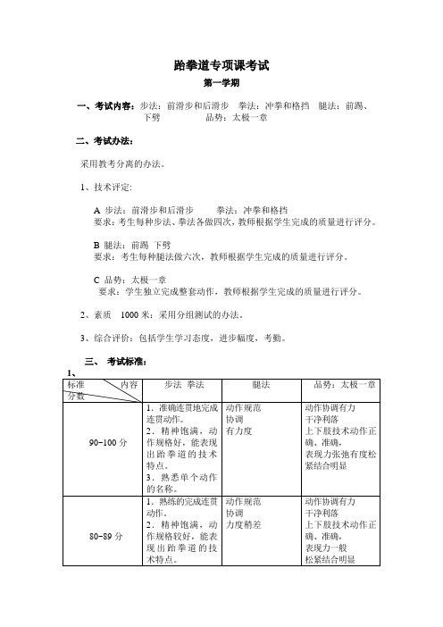 跆拳道专项课考试