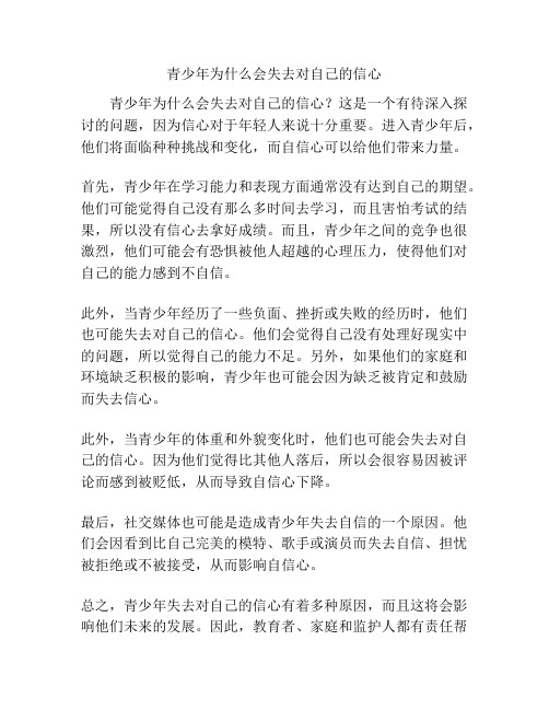 关于《青少年为什么会失去对自己的信心》的调查报告