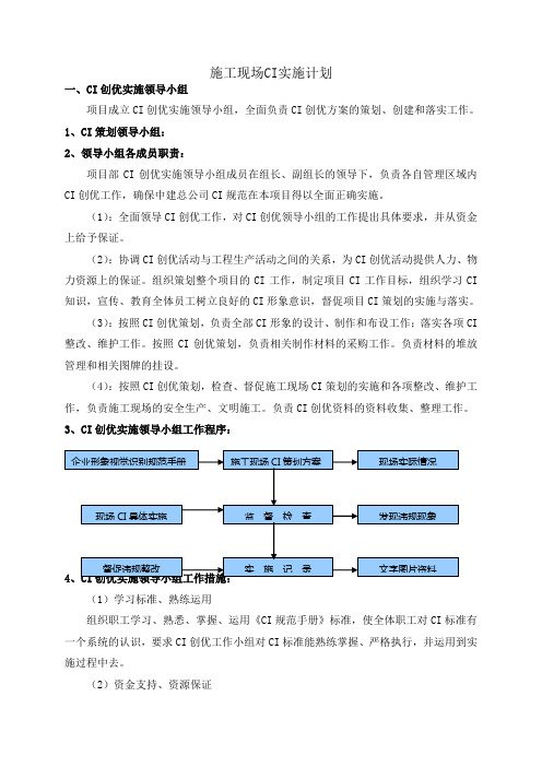 施工现场CI实施计划