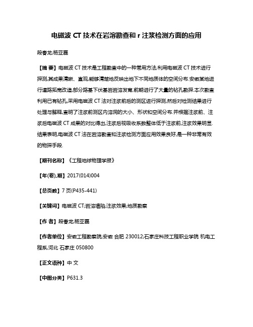 电磁波CT技术在岩溶勘查和r注浆检测方面的应用