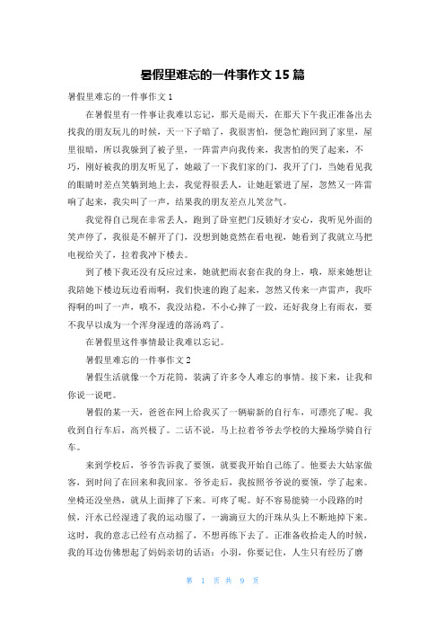 暑假里难忘的一件事作文15篇