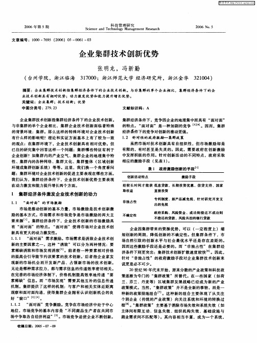 企业集群技术创新优势