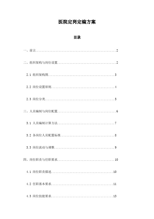 医院定岗定编方案