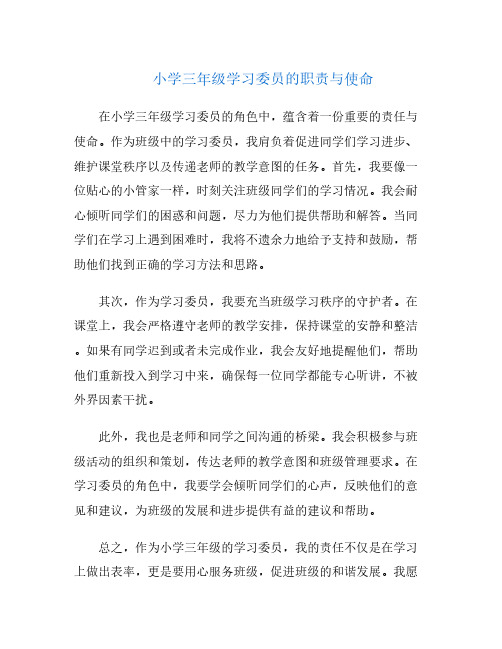 小学三年级学习委员的职责与使命