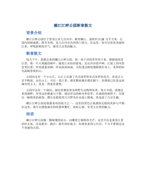 嫩江江畔公园断章散文