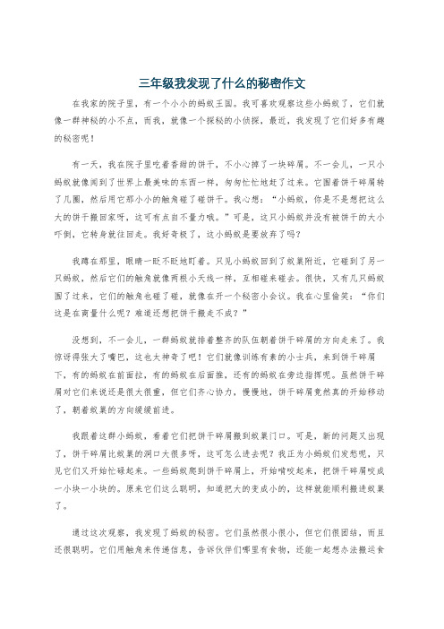 三年级我发现了什么的秘密作文