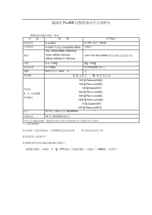 福禄克FLUKE过程校准仪使用说明书