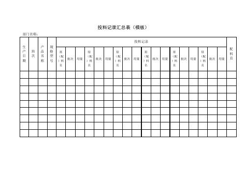 投料记录汇总表(模板)