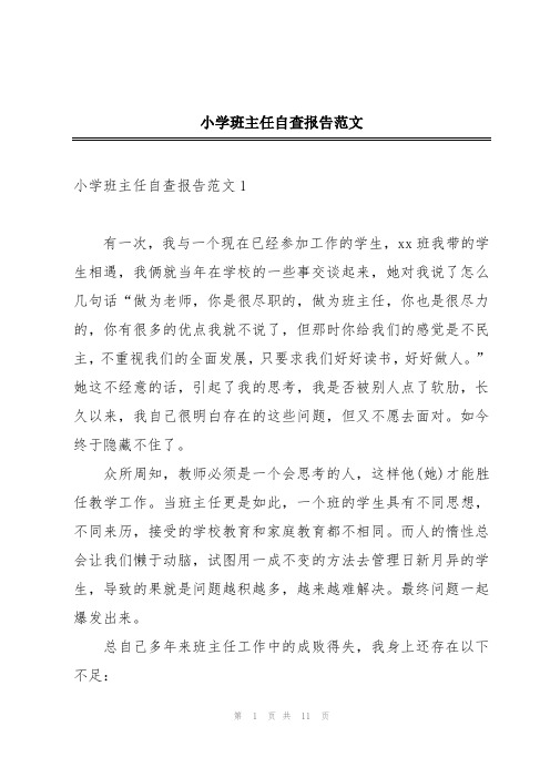 小学班主任自查报告范文