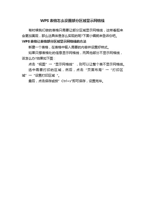 WPS表格怎么设置部分区域显示网格线