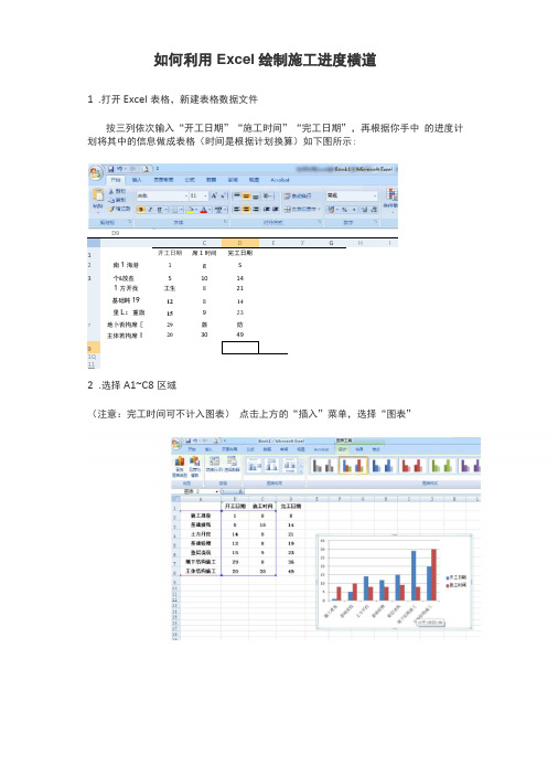 如何利用Excel绘制施工进度横道图？