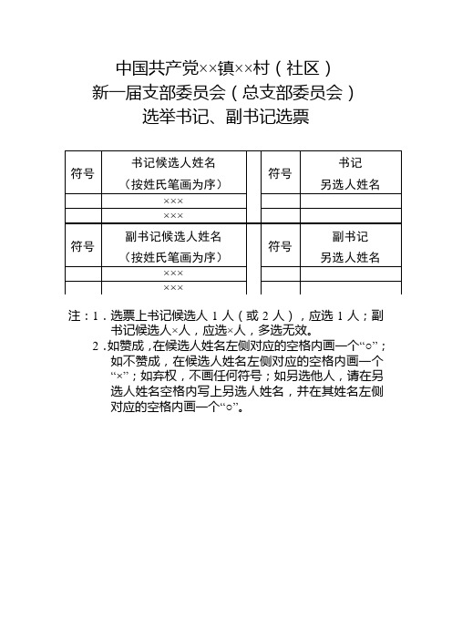 18.书记、副书记选票