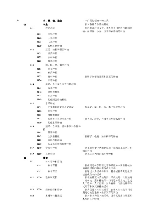 《国民经济行业分类和代码》2011版