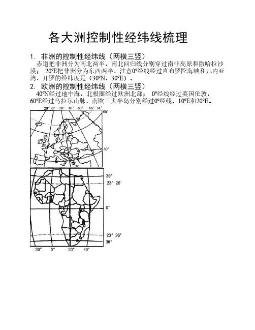 各大洲控制性经纬线梳理