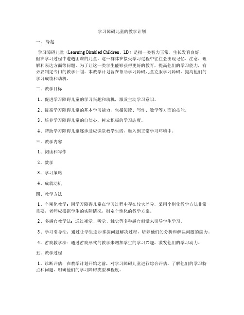 学习障碍儿童的教学计划