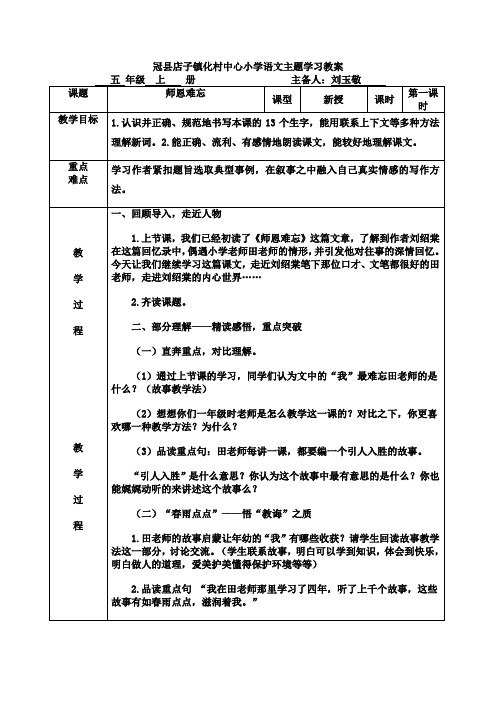 冠县店子镇化村中心小学语文主题学习教案