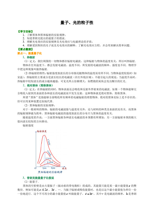 高中物理  量子、光的粒子性  (提纲、例题、练习、解析)