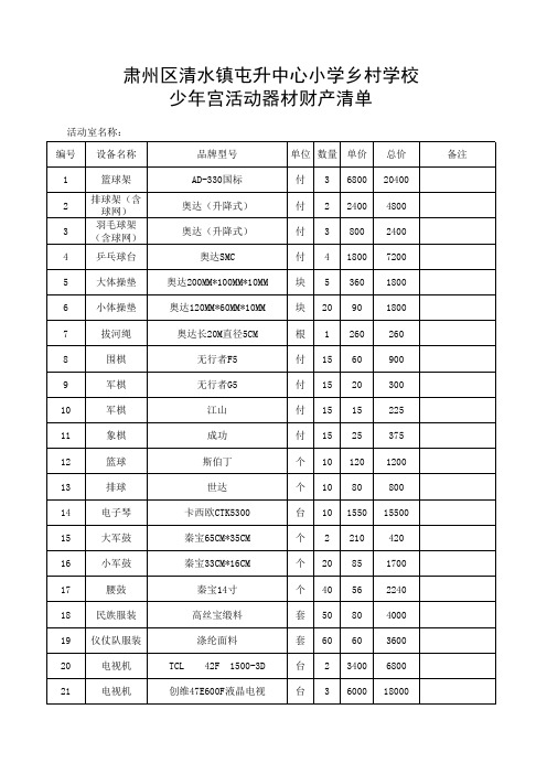 少年宫财产清单(1)