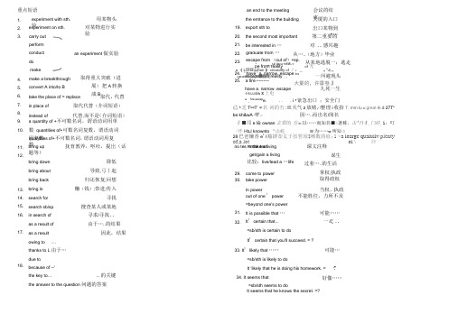 外研版必修四module4知识点