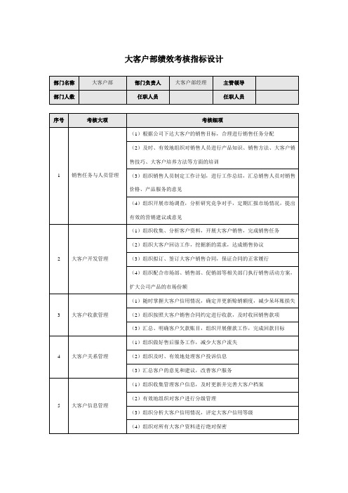 大客户部绩效考核指标设计