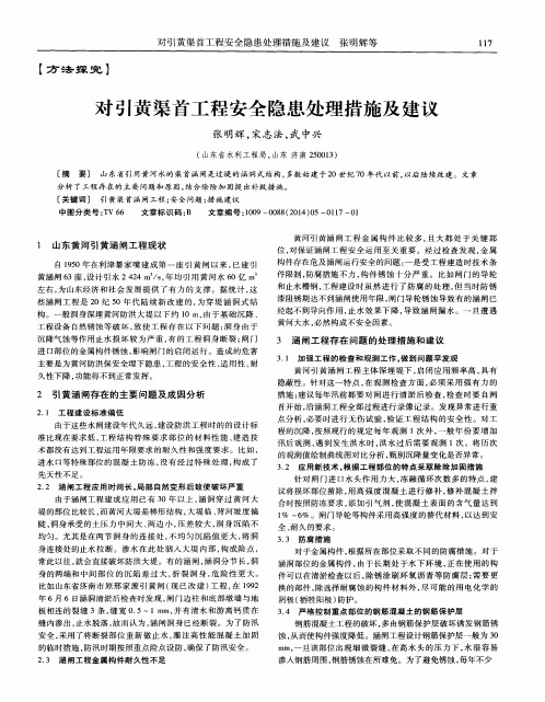 对引黄渠首工程安全隐患处理措施及建议