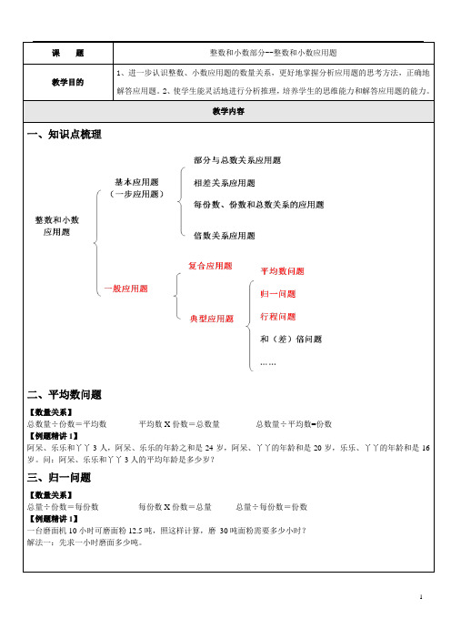 整数和小数部分--整数和小数应用题