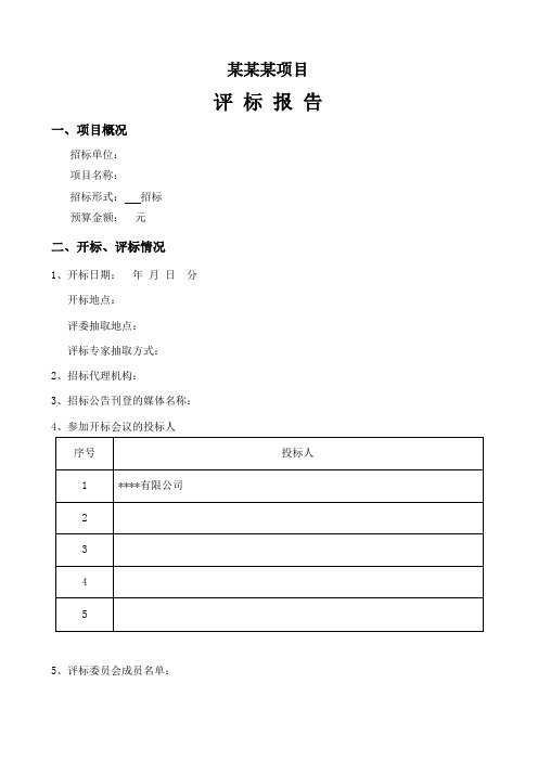 评标报告——公开招标