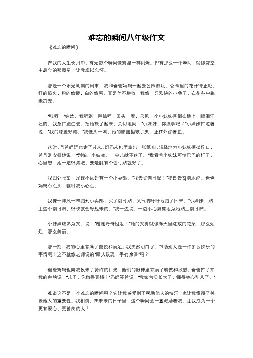 难忘的瞬间八年级作文