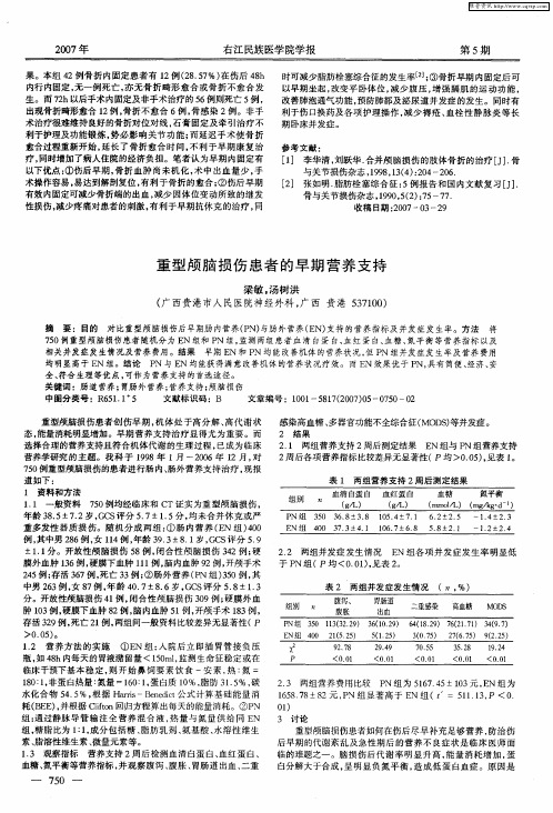 重型颅脑损伤患者的早期营养支持