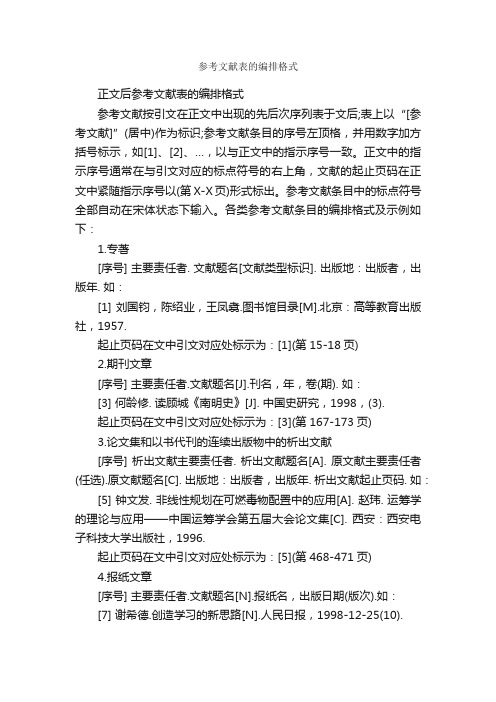 参考文献表的编排格式_论文格式_