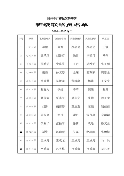 班级联络员