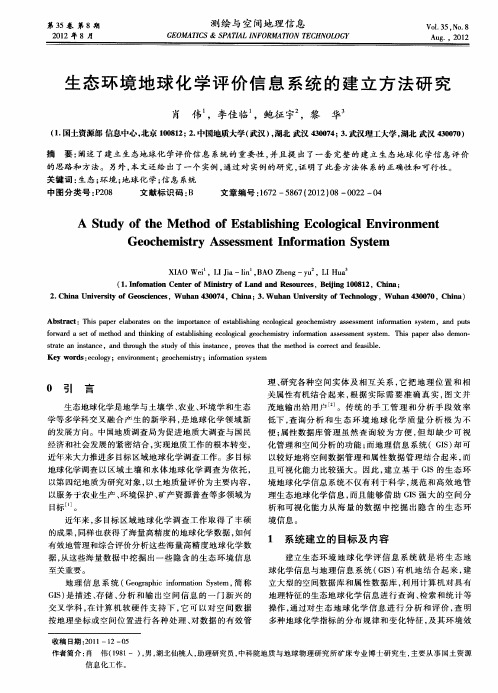 生态环境地球化学评价信息系统的建立方法研究