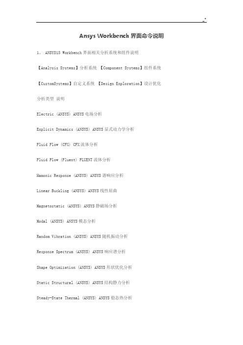 AnsysWorkbench界面命令说明