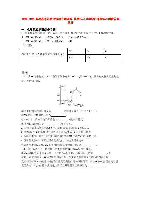 2020-2021备战高考化学易错题专题训练-化学反应原理综合考查练习题含答案解析
