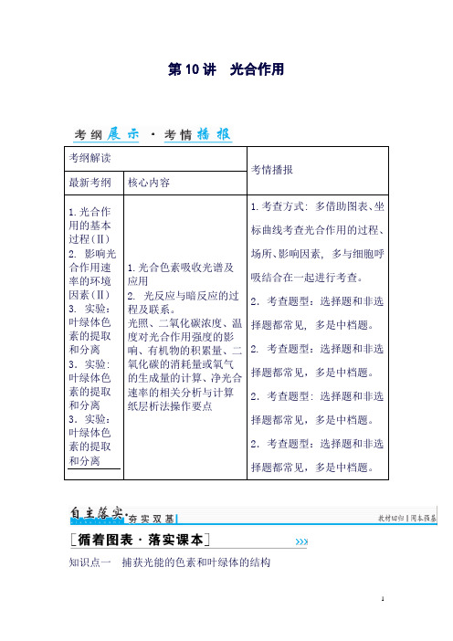 (完整word版)【金版学案】2017年高考生物一轮复习知识点与课后训练：第3单元第10讲--光合作