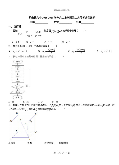 罗山县高中2018-2019学年高二上学期第二次月考试卷数学