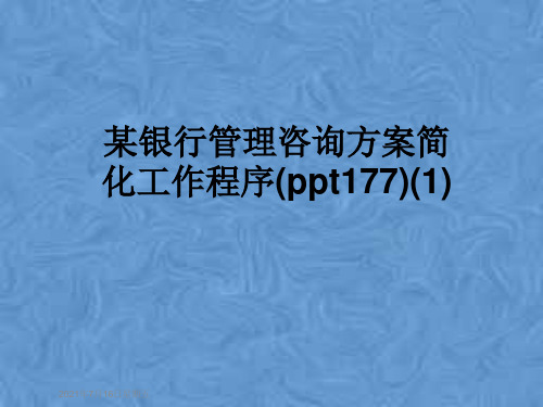 某银行管理咨询方案简化工作程序(ppt177)(1)