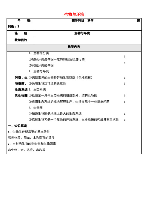 浙江省中考科学(生物部分)复习讲义专题2生物与环境