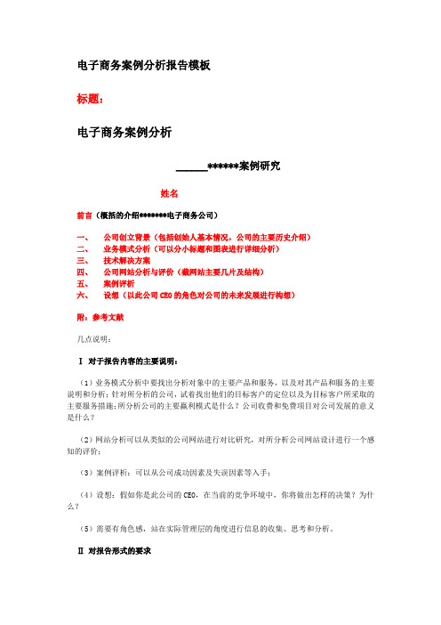 电子商务案例分析报告模板
