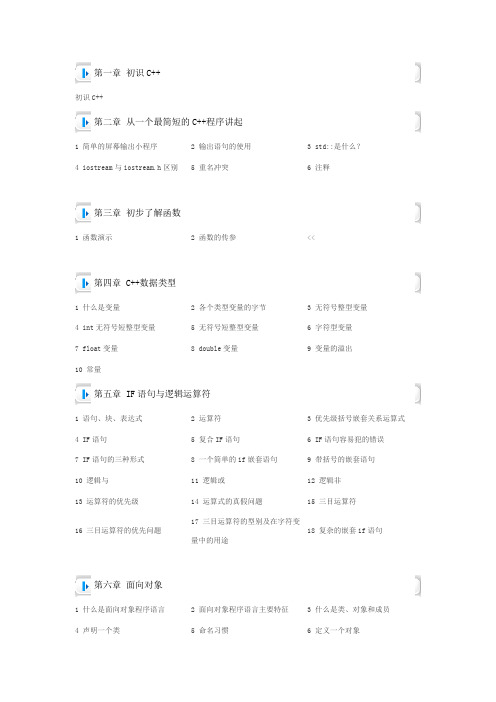 C++从入门到精通目录