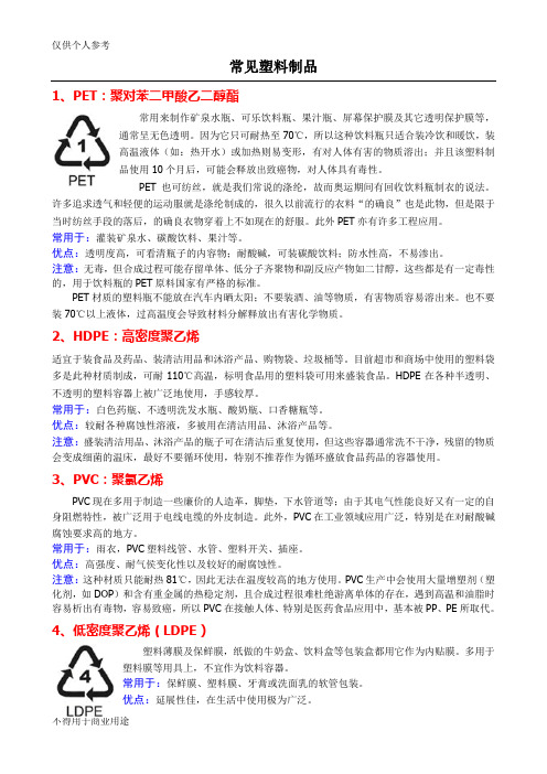 常见塑料制品分类