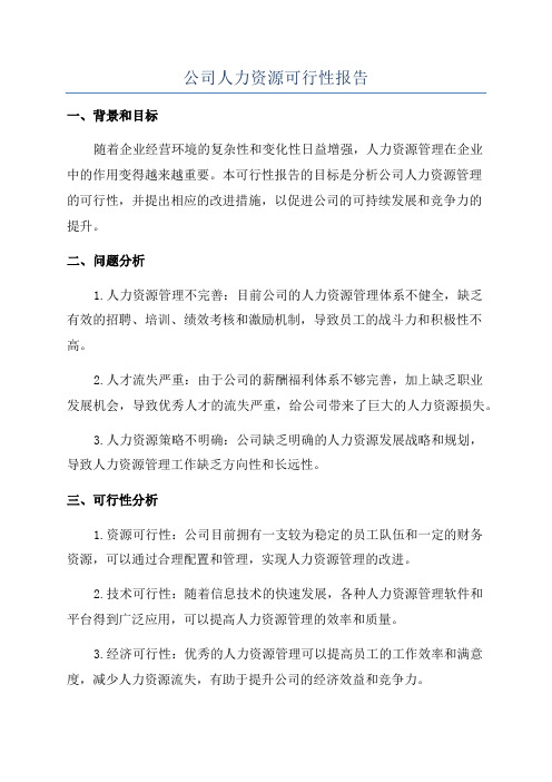 公司人力资源可行性报告